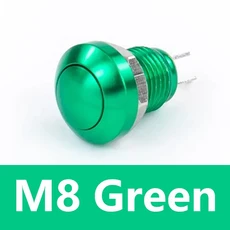 IP66 방수 M8 원형 미니 마이크로 스타트 스위치 8mm 금속 푸시 버튼 (2핀 납땜 풋 포함), 02 100PCS, 04 Green