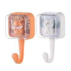 무디 캐릭터 무타공 걸이 벽걸이 후크 차키걸이, 오렌지+화이트, 1세트
