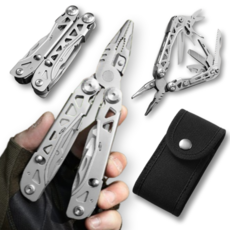 풀팩토리 접이식 19 in 1 다용도 만능 멀티 공구 맥가이버칼, 메탈 실버