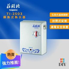 莊頭北 即熱式電熱水器 TI-2503 封閉式安規 五段調溫 隨開即熱, 1個