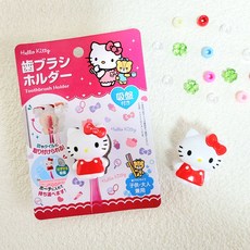 헬로키티 부착식 칫솔 홀더 걸이 캡 거치대 여행용, 레드, 1개