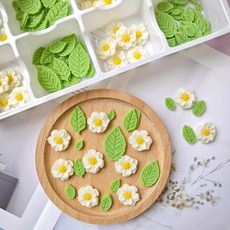 화이트 두겹 플라워 잎사귀 혼합 초콜릿 케이크 디저트 데코 장식 120개입, 옵션 01