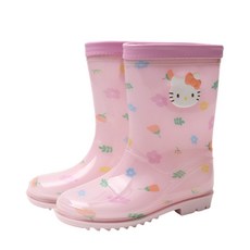 粉紅色公主 Hello Kitty 花卉圖案兒童雨靴幼兒雨靴兒童小學生女孩兒童雨季潮灘體驗