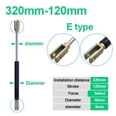 경첩 스트로크 리프트 500N/5KG 50KG 거리 400MM 로드 50N 8 지원 중심 구멍 접이식 160MM 스프링 힘 가스 18, 300N, E type, 1개