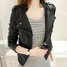 라이더자켓 여성 슬림핏 인조가죽 간절기 점퍼 데일리 ddo+539Ps