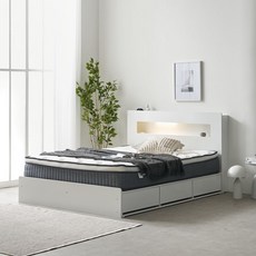 국산 LED 벙커침대SS+포켓매트리스25cm, 화이트