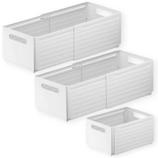 찬란한리빙 길이조절 서랍 정리함 확장형 다용도 주방 수납함, 3개, 화이트