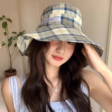투니스 여성 빈티지 체크 버킷햇