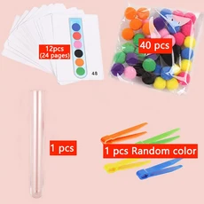 54-109pcs 파인 모터 정렬 세트 어린이 교육 장난감 테스트 튜브 Pompoms 족집게 색상 일치 카드 Montessor, 03 54pcs set