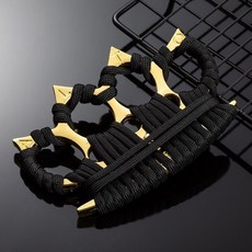 리빙러브 휴대용 너클 호신용무기 고강도 합금호신용품 보관파우치 증정, 둥근형 금색 유선 너클