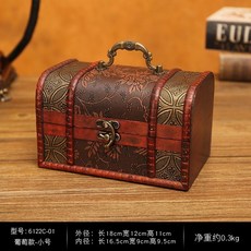 歐式仿古手提古董箱 復古帶鎖收納盒 實木材質耐用款, 小號葡萄普通款（不送鎖）,【工廠直銷】天然木質 經久耐用
