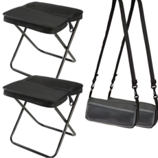 엔드업 1+1 대형 휴대용 접이식 의자 크로스백 초경량 야외 놀이동산 웨이팅 캠핑 낚시 의자, 2개, 블랙