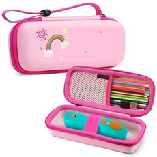 FINTIE 쓰리두들러 스타트+ 에센셜 (2024/2023) 3D 프린팅 펜 필라멘트 리필 인쇄용 핸드 스트랩이 있는 하드 보관 정리함 상자 USB 충전기 (박스만 해당) 핑크