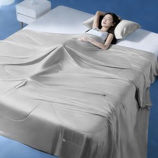 물세탁 및 세탁기 사용 가능한 여름용 얇은 이불 에어컨 이불, 150x200cm 싱글 여름 이불, 아이스 씨 그레이 아이스 이불