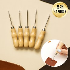가죽공예 송곳 구두 수선 바늘, 5개, 원목