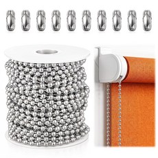 위안안 49.2피트 풀 체인 연장 커튼 램프 열쇠고리 장식용 DIY 주얼리 및 도그 태그 링 실버용 커넥터 비드 10개 포함 4.5mm 볼 스테인리스