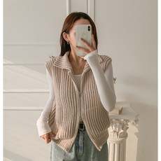 코바늘 나인 투웨이 지퍼 베스트 패키지 (M~L), 크림 아이보리, 1개
