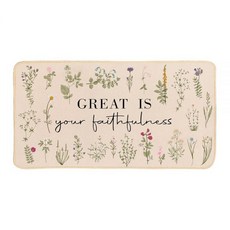ETYZE Christian Welcome Mat - 꽃 문 매트 주방 욕실 매트 Great is Your Faithfulness 스프링 도어매트 76.2 x 40.6c, ETYZE Christian Welcome Mat 현관, 1개