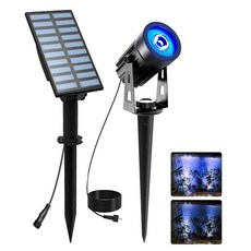 티-수너스 솔라 스팟 라이트 할로윈 야외 화이트 4팩 IP65 방수 조경 스포트라이트 6 000K 별도 패널 플래그 폰드 크리스마스 트리 진입로 정원 경로를 위한 9.8피트 케이, 1IN1, Yellow