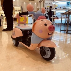 【阿LIN】800187 9118 豬公子 電動童車 摩托車 機車 歐兜嘜 小豬 豬公仔 兒童電動三輪車 多功能早教, 1個