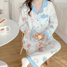 100% 순면 봄여름 이중 거즈 산후조리 세트 임산부 잠옷 여 수유복