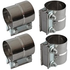 4" 랩 조인트 배기 TO 배기관 - 스테인리스 밴드 머플러 파이프 및 OD 클램프 스틸 ID 1개 블록 포함된 팔꿈치 위한 연결(2팩)을 2개가, 2.5inch Lap Joint 4 pcs