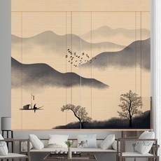 대나무커튼 파티션 복고 인테리어 접이식 블라인드 창문햇빛가리개 칸막이 원목 유슈