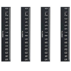 델리 누사인 ABS 눈금 자 15cm, 검정, 4개