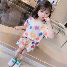 【洁白】潮流兒童短袖套裝男童超萌寶寶夏季童裝女童短褲嬰兒衣服夏裝