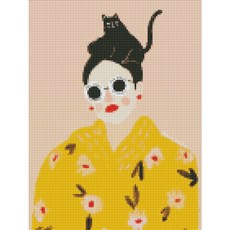 하모니아트 남녀공용 DIY 보석십자수 캔버스형 30X40, 16. 고양이와 그녀, 16. 고양이와 그녀, 1개