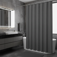 바이빈이 욕실 패브릭샤워커튼 방수, 1세트, 다크그레이