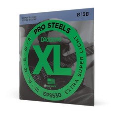 D'Addario 기타 스트링 - ProSteels 일렉트릭 기타 스트링 - 라운드 와운드 - 더 밝고 크런치어 향상된 서스테인 - EPS530 - 엑스트라 슈퍼 라이트, 8-38, 초경량
