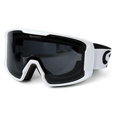 Oaklans S7 高級滑雪護目鏡 + 硬殼收納盒 + 清潔兩用收納袋, 白色鏡框 + 煙灰色鏡片