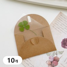 행운의 네잎클로버 코팅 카드 생화 투명 책갈피 선물, 봉투포함, 10개