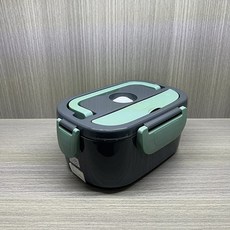 車載家用電熱飯盒 304不鏽鋼加熱餐盒 雙電壓保溫, 臺灣可用兩用插頭 墨綠色家居車載兩用線食品級PP內膽 叉勺不含保溫袋, 1個
