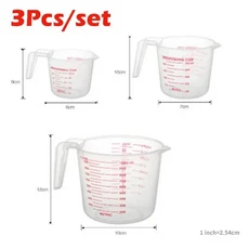 3 개/대 베이킹 액체 측정 컵 PVC 스케일 컵 플라스틱 측정 볼륨 비커 주방 베이킹 도구, 기타, 01 3pcs