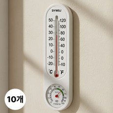 INVO8 건전지 필요없는 벽걸이 아날로그 온도계, 10개, 화이트
