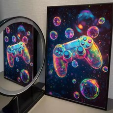 수채화 네온 비디오 게임 포스터 접착 아트 방수 종이 스티커 커피 하우스 룸 벽장식, 5. White5