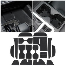 Auovo 컵 홀더 인서트 라이너 토요타 랜드 크루저 액세서리 2024 2025 자동차 콘솔 컵 홀더 도어 포켓 매트 패드 2024 랜드 크루저용 17피스 (블랙 트림), Black Trim