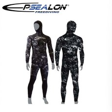 【海豹潛水】法國 EPSEALON 防寒衣套裝 - 高彈性舒適潛水服, 5mm,4號, 黑魂迷彩