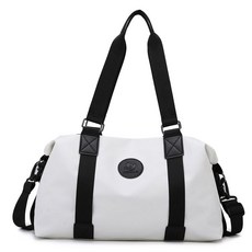 【台灣出貨】 大容量旅行包 大容量健身背包 短途出差輕便手提包 手提大容量單肩行李收納袋 運動健身防水收納包 訓練手提包, 米白色(乾溼分離+防潑水), 1個