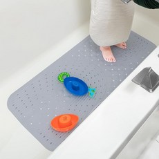 와 를 위한 누비 쿠션 목욕 매트 - 미끄럼 방지 샤워기 및 흡입 컵이 있는 욕조 회색, Gray, 1개