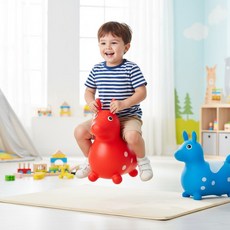 유아용 고무 점핑말 짐볼 아기 실내 장난감 뜀뛰기, 일상공장 블루, 1개