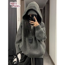 쉬즈프리티 레방오버핏후드집업 여성후드가디건