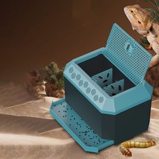 귀뚜라미 사육 케이스 은신처 파충류 도마뱀 키우기 크레스티드게코 밀웜 먹이 상자, 블루그레이