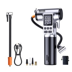 車載無線充氣泵汽車用電動打氣筒便攜式自行車轎車摩托輪胎加氣寶, 1個, 2節*2000mAh*TYPE-C快充插口*預設胎壓充滿自停:一個