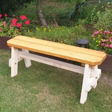 파인힐 야외 벤치 의자 야외용 공원 카페 정원 나무의자, 오렌지화이트, 2인용(1200mm)