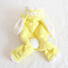 강아지 겨울 옷 양털 토끼 올인원 겨울 패딩 코트 자켓 귀여운 코스튬, 1개, 노란색