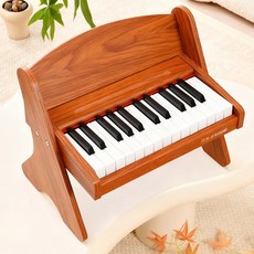 GAPINO 미니 피아노 25키 디지털 피아노 볼륨 조절 가능 소형 음악 교육용 장난감 초보용, 1개, 갈색