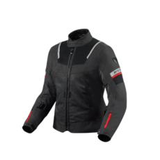 REV'IT! 女士透氣網眼摩托車夾克，輕量舒適修身剪裁，反光安全設計, 黑灰